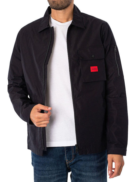 Emmond Long Sleeve Overshirt In Wide Line Black