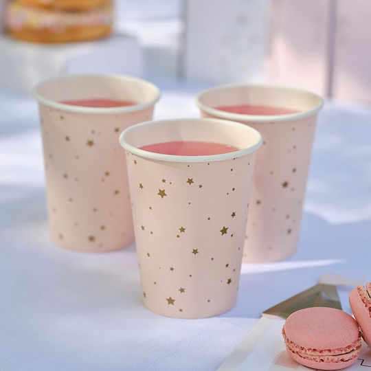 Rose Gold Star Paper Cups, Pack of 8