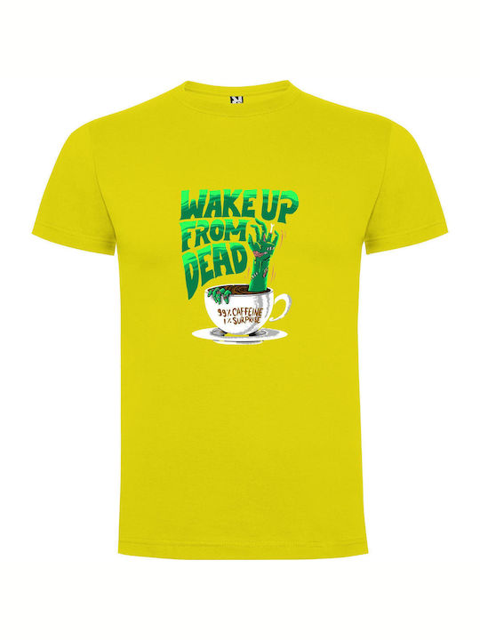 Undead Brew Awakening T-shirt Yellow Cotton