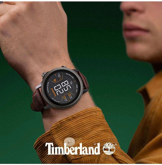 Timberland Trail Force S1 48mm Smartwatch with Heart Rate Monitor (Dark Brown Leather Strap Gift Set)