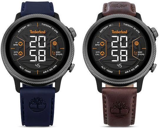 Timberland Trail Force S1 48mm Smartwatch with Heart Rate Monitor (Dark Brown Leather Strap Gift Set)