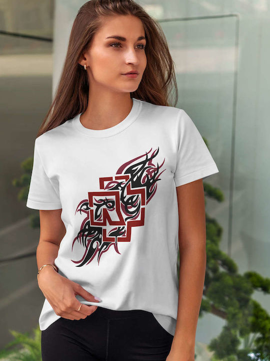 Dark Tribal Design With Geometric Patterns T-shirt White Cotton