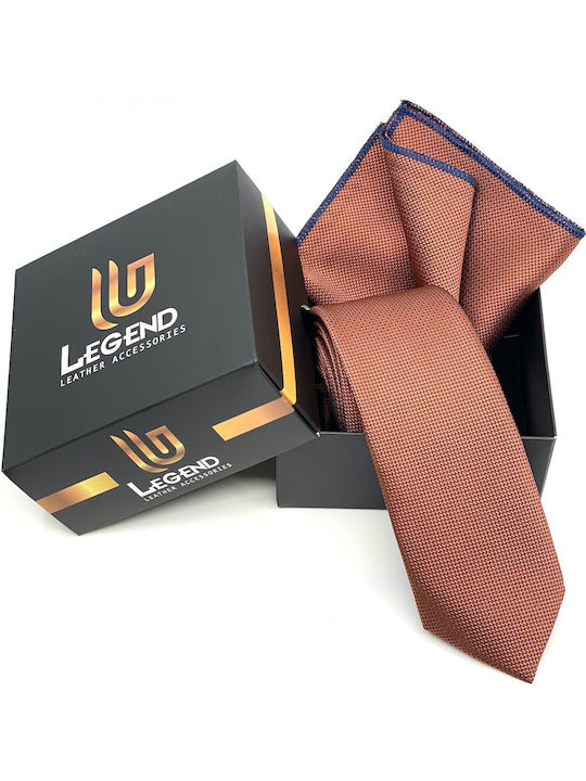 Legend Accessories Oxford Men's Tie Set Monochrome Terracotta with Scarf