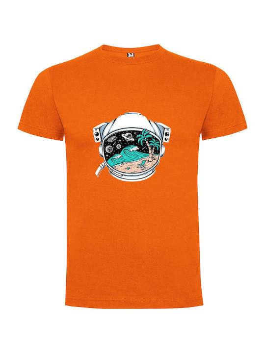 Oceanic Astronaut Adventure T-shirt Orange Cotton