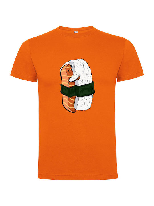 Sushi Sausage Spectacle T-shirt Orange Cotton