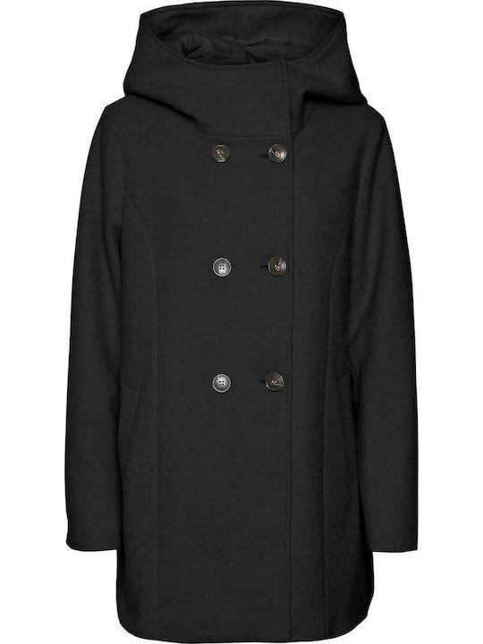 Shila Damen Black Mantel mit Knöpfen