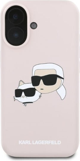 Karl Lagerfeld Heads Umschlag Rückseite Silikon Rosa (iPhone 16, Karl Lagerfeld)