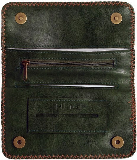 Pythia Amalia Lederne Tabaktasche in mit magnetischem Verschluss Brown & Green
