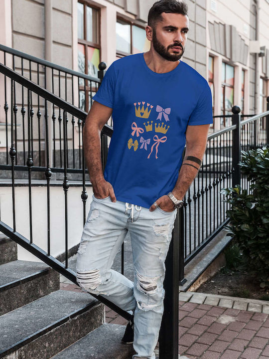 Crowns And Bows T-shirt Blue Cotton