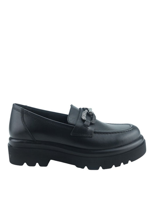 Ragazza Leather Women's Loafers in Black Color