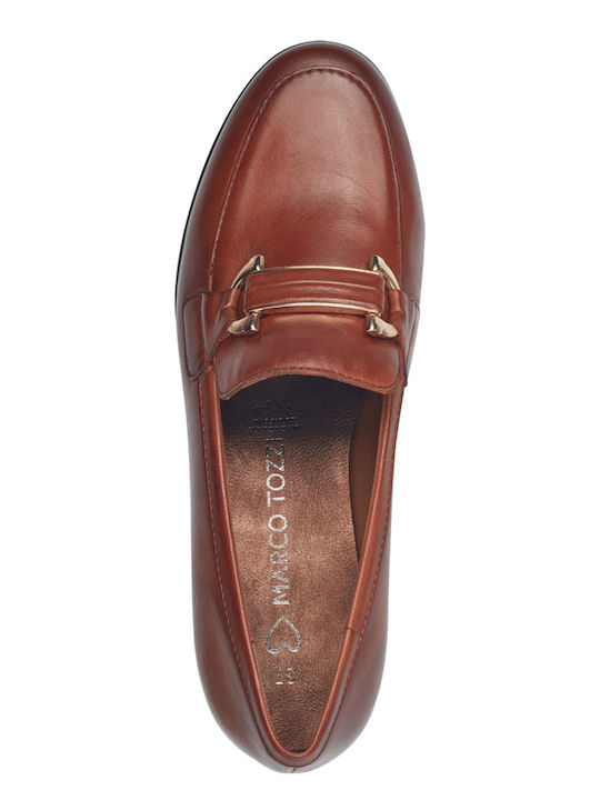 Leather Women's Moccasins in Tabac Brown Color