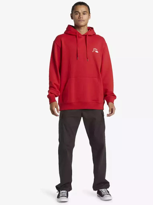 Quiksilver Logo Men's Sweatshirt Jacket with Hood Red