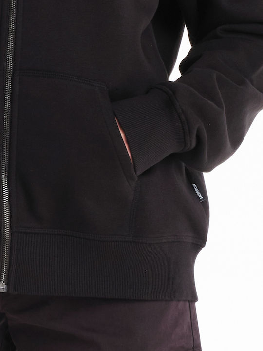 Μακριά Γυναικεία Ζακέτα Φούτερ με Κουκούλα Black