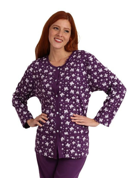 Lydia Creations Winter Damen Pyjama-Set Purple