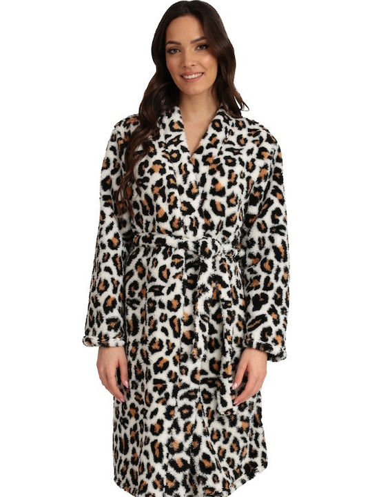 Lydia Creations Χειμερινή Γυναικεία Fleece Ρόμπα Πολύχρωμο