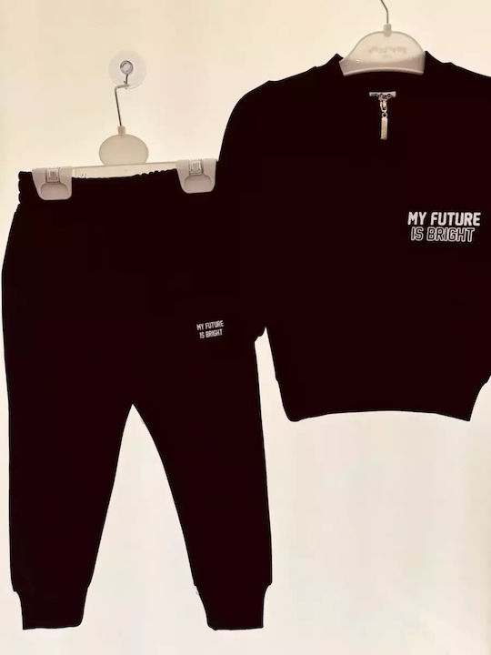 Miomini Baby Kids Sweatpants Set Black 2pcs My Future is Bright