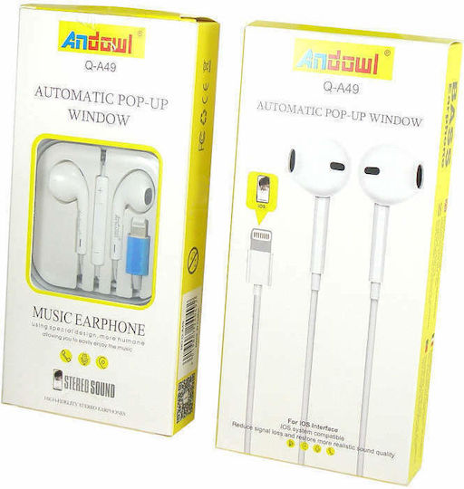 Andowl Q-A49 In-ear Handsfree Headphones with Connector Lightning White