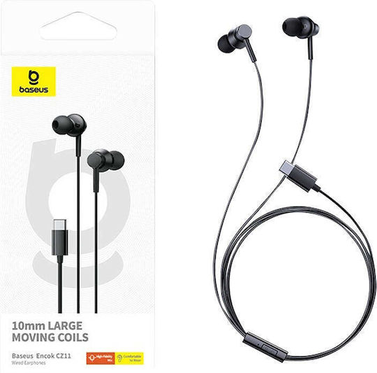 Baseus Encok In-ear Handsfree με Βύσμα USB-C Μαύρο