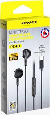 Awei PC-6T Earbuds Handsfree με Βύσμα USB-C Μαύρο