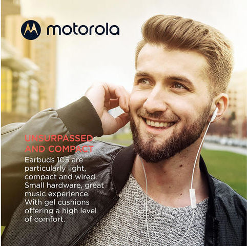 Motorola Sound Earbuds 105 Handsfree cu două căști cu mufă 3.5mm Alb