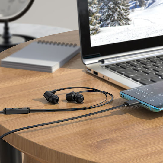 Hoco M86 In-ear Handsfree Ακουστικά με Βύσμα USB-C Μαύρο