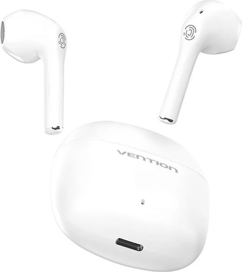 Vention ELF E02 Earbud Bluetooth Handsfree Ακουστικά με Θήκη Φόρτισης Λευκά