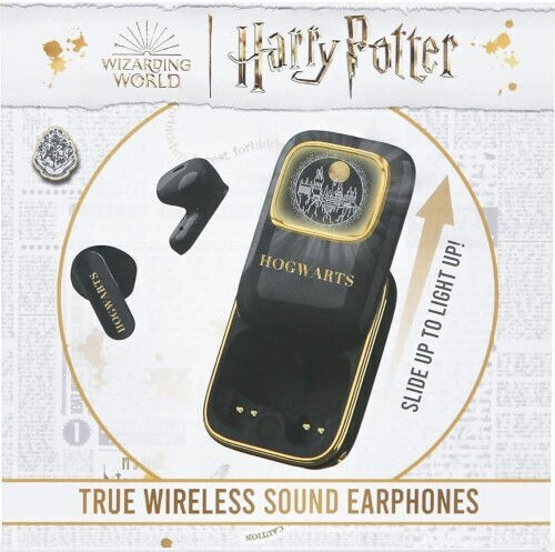 OTL Harry Potter Hogwarts Slide In-Ear Bluetooth-Freisprecheinrichtung Kopfhörer mit Ladeetui Schwarz