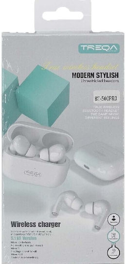 Treqa BT-300Pro Earbud Bluetooth Handsfree Ακουστικά με Θήκη Φόρτισης Λευκά