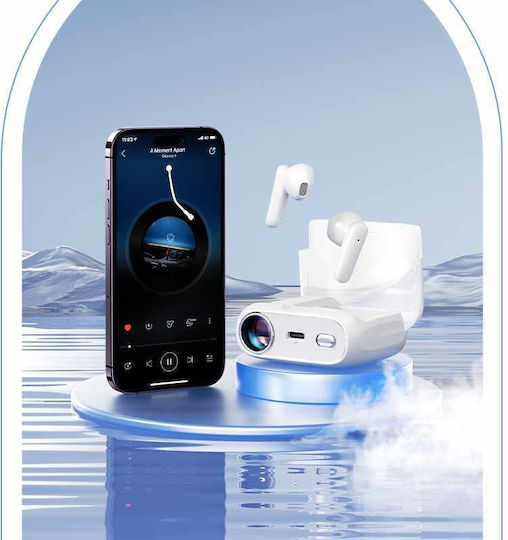 WK S28 Pop Digital Series Earbud Bluetooth Handsfree Ακουστικά με Θήκη Φόρτισης Λευκά