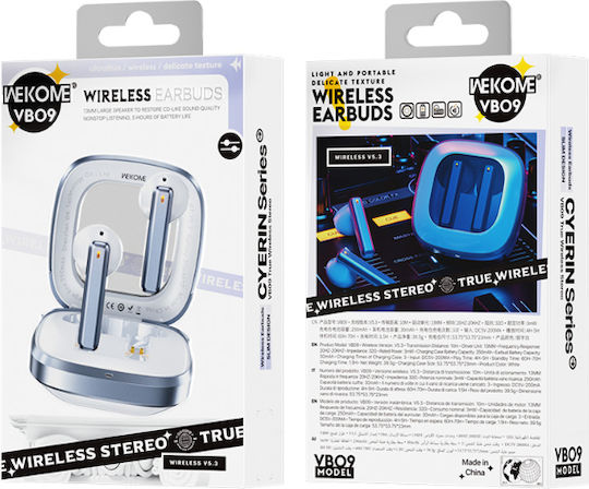 WK VB09 Cyerin Series Earbud Bluetooth Handsfree Ακουστικά με Θήκη Φόρτισης Λευκά