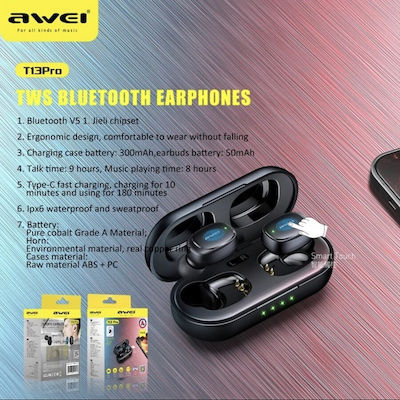 Awei T13 Pro In-Ear Bluetooth-Freisprecheinrichtung Kopfhörer mit Schweißresistenz und Ladeetui Lila