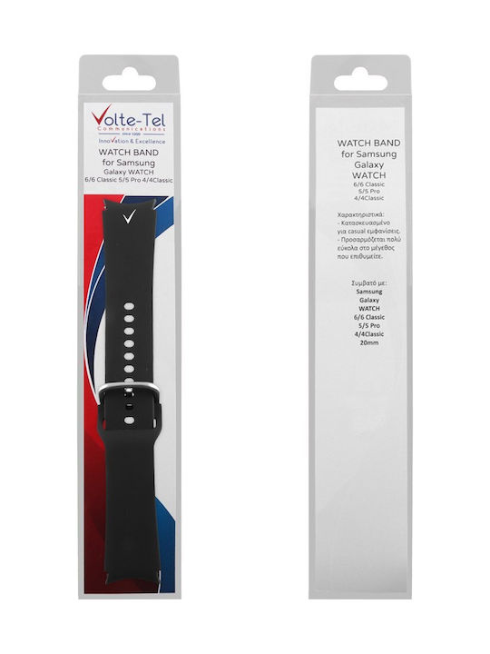 Volte-Tel Vt112 Λουράκι Σιλικόνης Μαύρο (Galaxy Watch4/5/6/7/FE/4 Classic/6 Classic/5 Pro)
