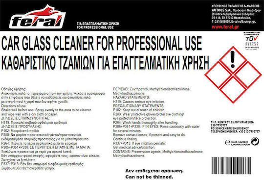 Feral Glass Cleaner Cleaner Liquid Car Windows 4lt