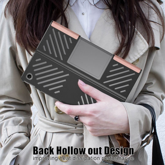 Techsuit Foldpro Flip Cover Ροζ Χρυσή (Lenovo Tab Plus)