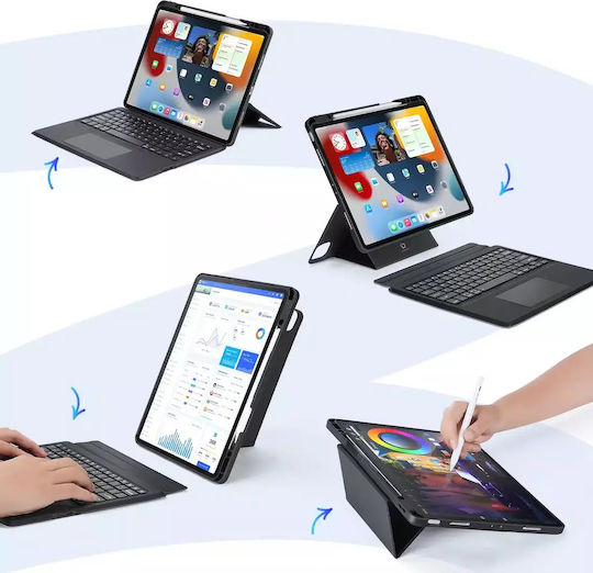Dux Ducis Series Flip Cover with Keyboard in English US Blacη (Apple iPad Pro 12.9 (2020/2021/2022))
