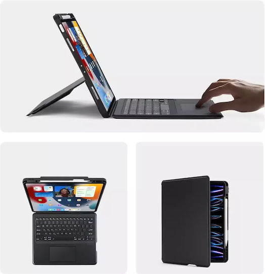 Dux Ducis Series Flip Cover with Keyboard in English US Blacη (Apple iPad Pro 12.9 (2020/2021/2022))