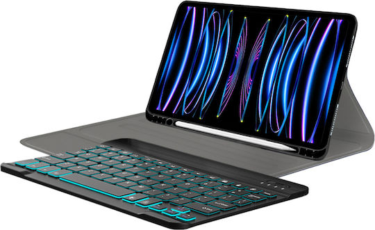 Techsuit Флип Капак с Клавиатура на Английски Език САЩ Черен iPad Pro 11 (2018/2020/2021/2022)