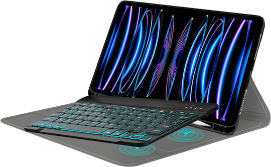 Techsuit Флип Капак с Клавиатура на Английски Език САЩ Черен iPad Pro 11 (2018/2020/2021/2022)