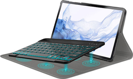 Techsuit Flip Cover με Πληκτρολόγιο στα Αγγλικά US Μαύρη (Samsung Galaxy TAB S8)