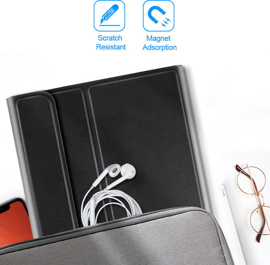 Techsuit Flip Cover με Πληκτρολόγιο στα Αγγλικά US Μαύρη (Samsung Galaxy TAB S8)