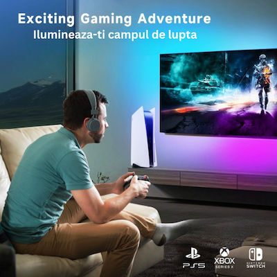 Kit Bandă LED Inteligentă TV WiFi Bluetooth Conexiune Dispozitive Multiple HDMI Control Vocal Control prin Aplicație Sincronizare Imagine Sunet Compatibil cu Aplicații de Streaming
