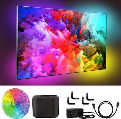 Kit Bandă LED Inteligentă TV WiFi Bluetooth Conexiune Dispozitive Multiple HDMI Control Vocal Control prin Aplicație Sincronizare Imagine Sunet Compatibil cu Aplicații de Streaming