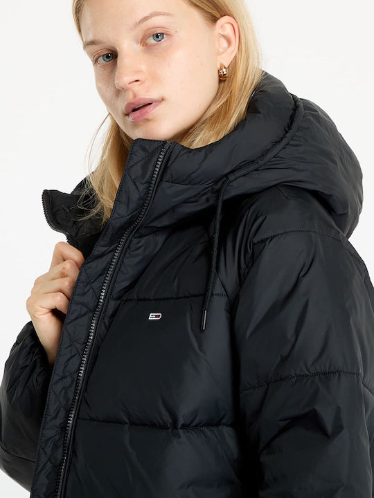 Κοντό Γυναικείο Puffer Μπουφάν για Χειμώνα Black