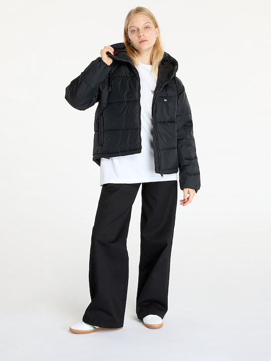 Κοντό Γυναικείο Puffer Μπουφάν για Χειμώνα Black