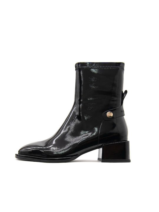 Noa Harmon Women's Patent Leather Ankle Boots Black