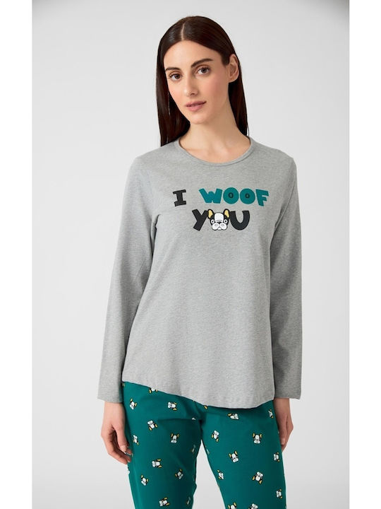 Minerva Winter Damen Pyjama-Set Gray Bulldog