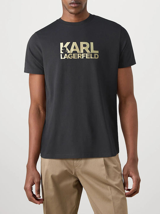 Karl Lagerfeld T-shirt Bărbătesc cu Mânecă Scurtă negru jet