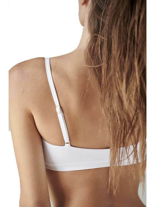 Padded Sports Bra Bikini Top with Adjustable Straps White