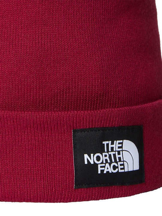 The North Face Dock Worker Recycled Beanie Unisex Beanie Knitted in Burgundy color