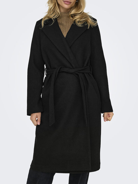 Only Women's Coat with Belt Black